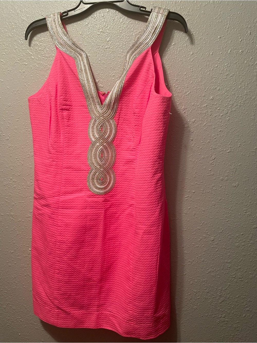 Pink Embellished V-Neck Sheath Dress - Women